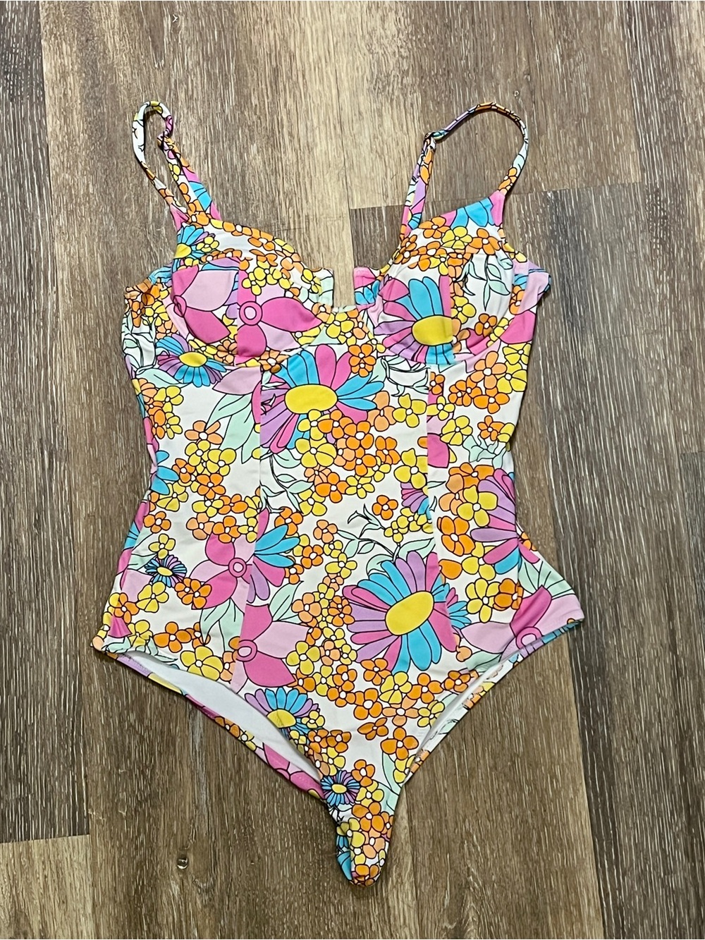 Floral Retro One-Piece Swimsuit - Pink Multi
